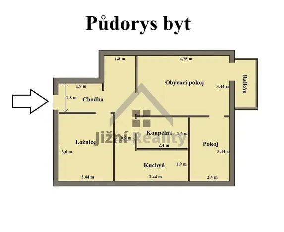 Prodej bytu 3+1, České Budějovice, Průběžná, 61 m2