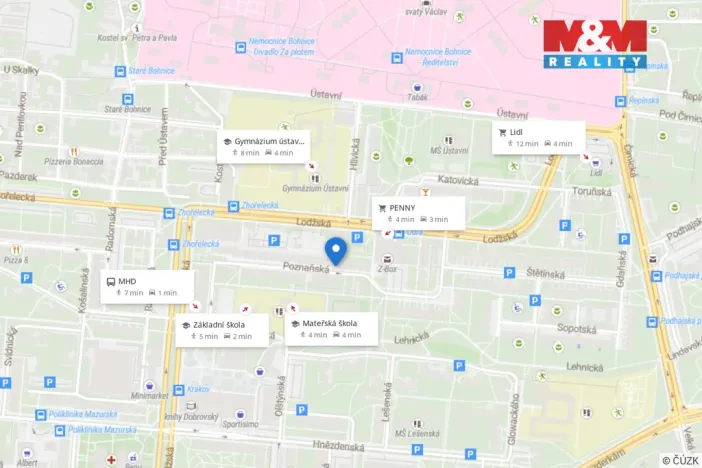 Pronájem bytu 2+kk, Praha - Bohnice, Poznaňská, 42 m2