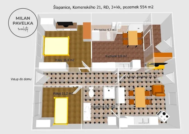 Prodej rodinného domu, Šlapanice, Komenského, 69 m2