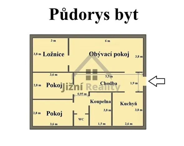 Prodej bytu 4+1, Nové Hrady, Vilová čtvrť, 115 m2