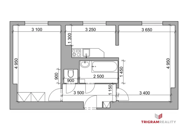 Pronájem bytu 2+1, Opatovice nad Labem, Smetanova, 55 m2