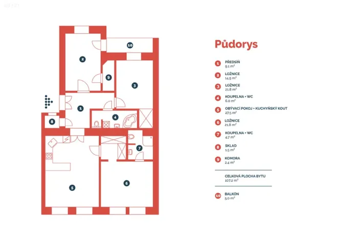Pronájem bytu 4+kk, Praha - Karlín, Křižíkova, 107 m2