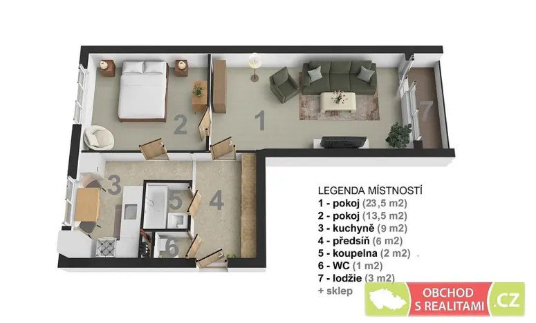 Pronájem bytu 2+1, Praha, Jasmínová, 60 m2