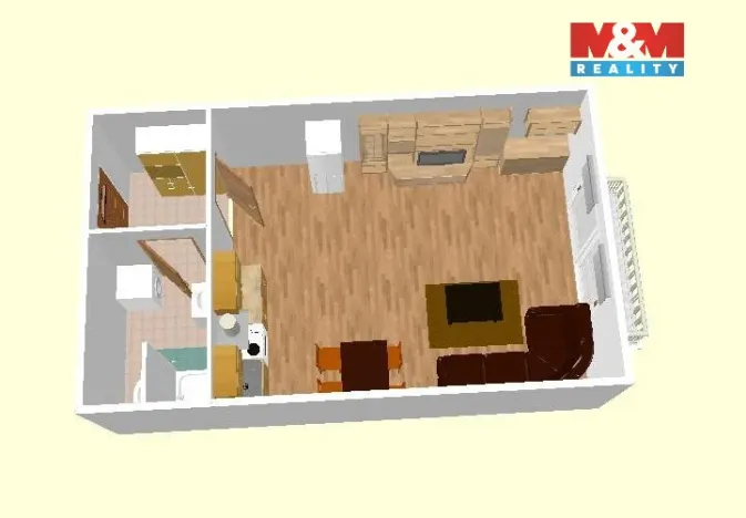 Pronájem bytu 1+kk, Praha - Letňany, Frýdecká, 27 m2