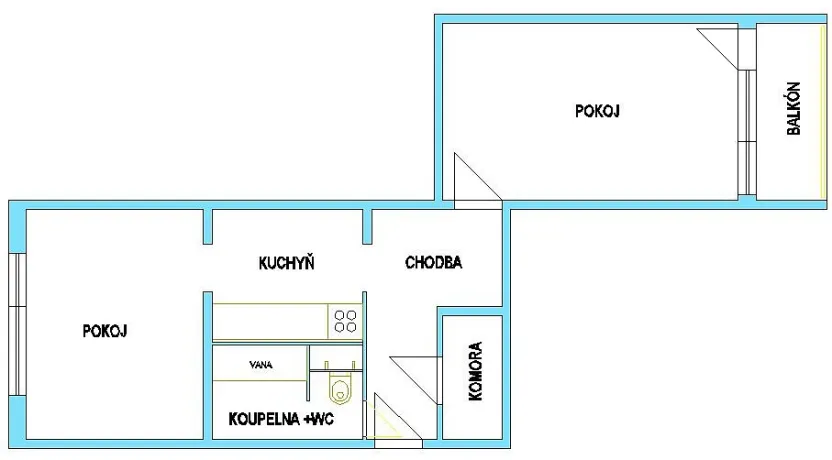 Pronájem bytu 2+kk, Bílina - Teplické Předměstí, Sídliště Za Chlumem, 42 m2