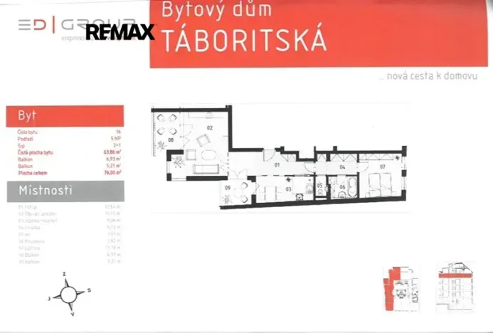 Prodej bytu 2+1, Praha - Žižkov, Táboritská, 64 m2