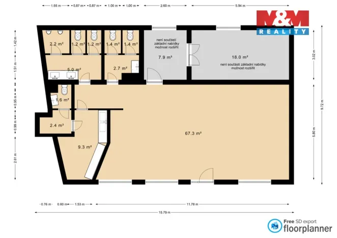 Pronájem obchodního prostoru, Lysá nad Labem, Československé armády, 95 m2