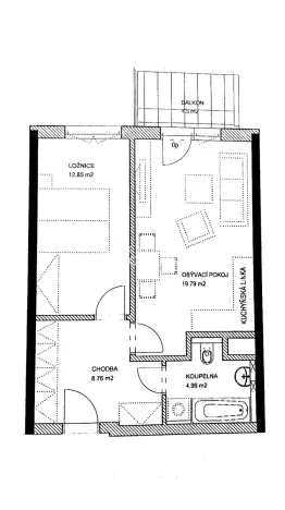 Pronájem bytu 2+kk, Praha - Vysočany, Pod Harfou, 46 m2