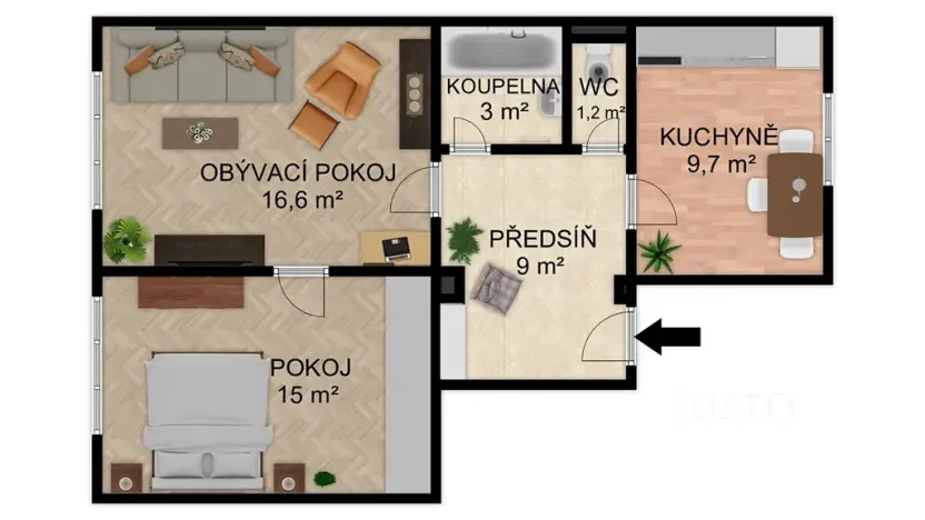 Prodej bytu 2+1, Písek, Šafaříkova, 52 m2