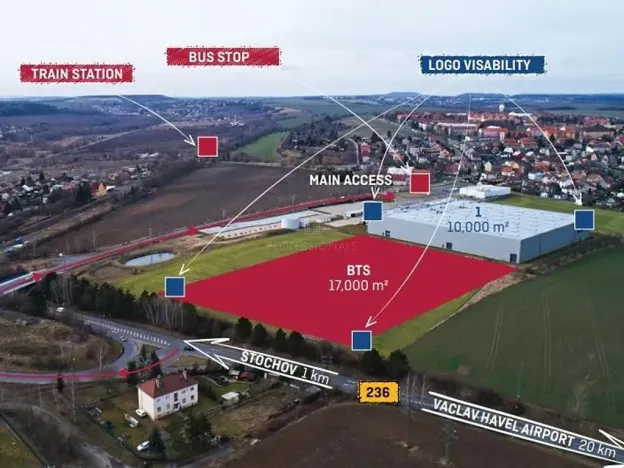 Pronájem skladu, Stochov, Osvobození, 6564 m2