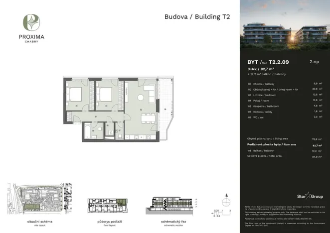 Prodej bytu 3+kk, Praha - Dolní Chabry, U jízdárny, 82 m2