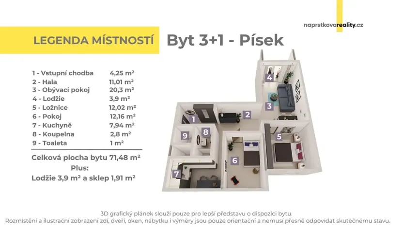 Prodej bytu 3+1, Písek, Vinařického, 71 m2