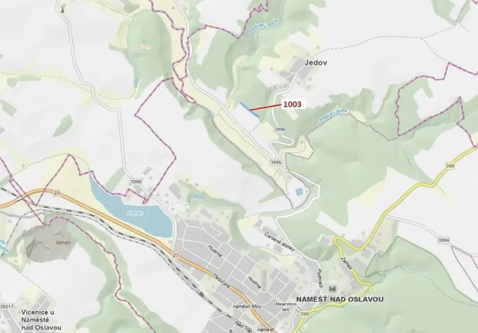 Dražba lesa, Náměšť nad Oslavou, 3001 m2