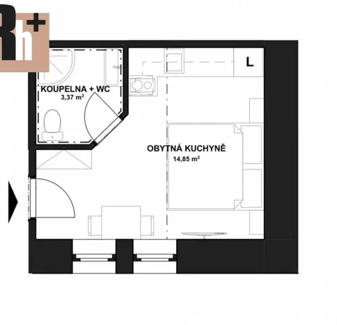 Prodej bytu 1+kk, Horní Lhota, 18 m2