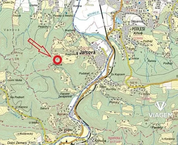 Prodej pole, Jarcová, 935 m2