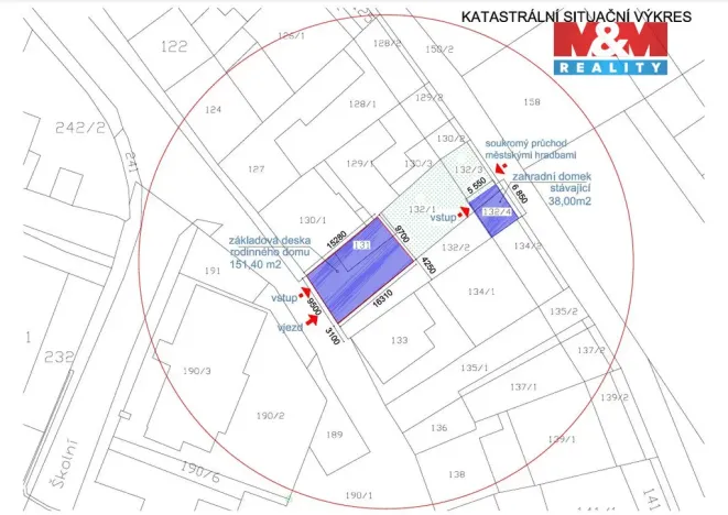 Prodej pozemku pro bydlení, Moravský Krumlov, Palackého, 343 m2