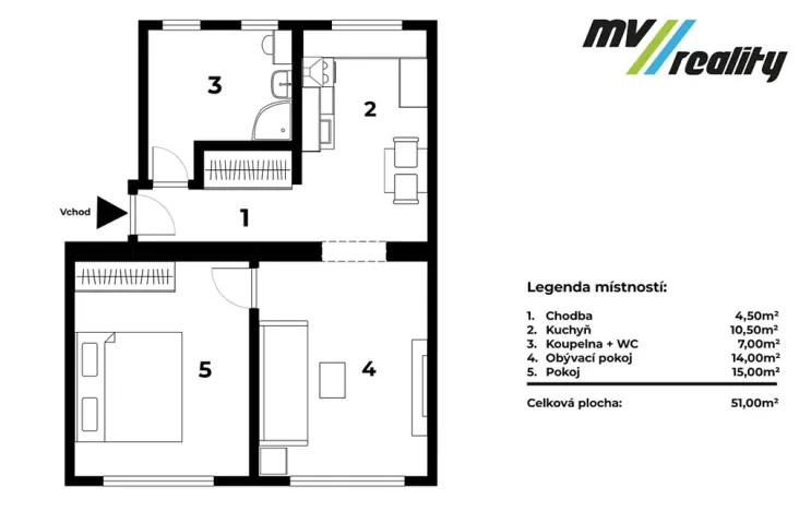 Pronájem bytu 2+1, Lysá nad Labem, Jedličkova, 51 m2