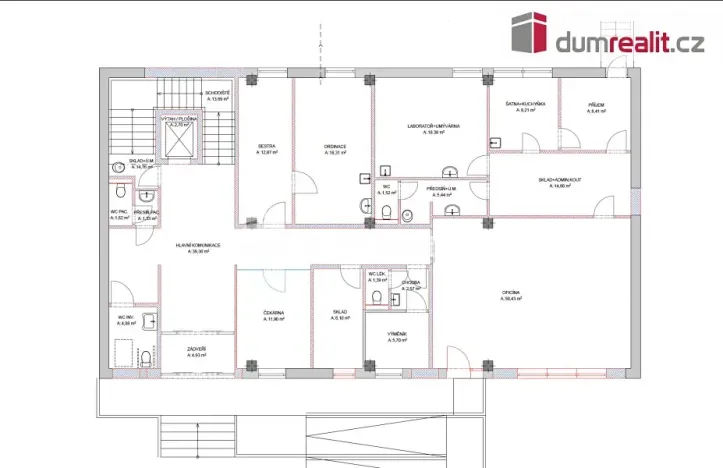 Pronájem ordinace, Most, J. A. Komenského, 40 m2