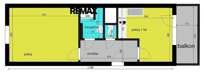 Pronájem bytu 1+1, Poděbrady, Puškinova, 43 m2