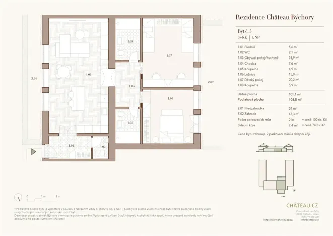 Prodej bytu 3+kk, Býchory, 101 m2