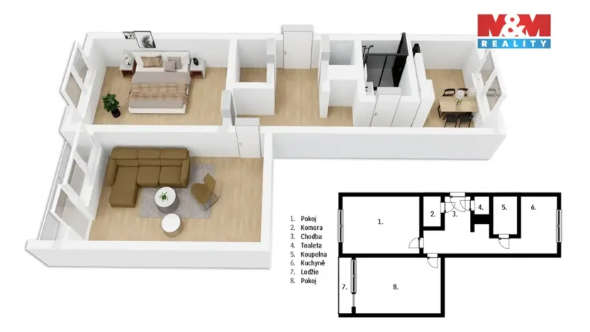 Pronájem bytu 2+1, Vamberk, Struha, 63 m2