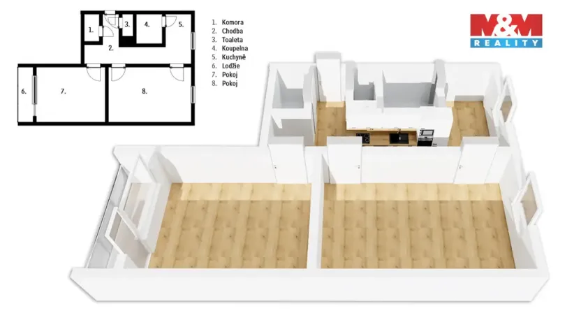 Prodej bytu 2+1, Jílové, Oblouková, 63 m2