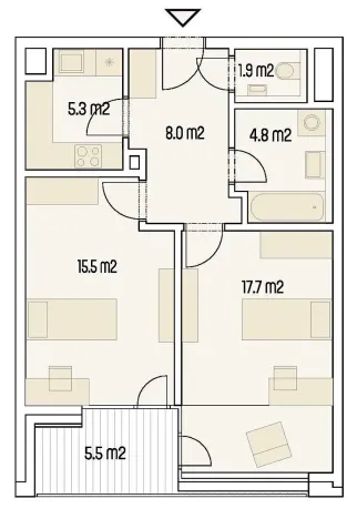 Prodej bytu 2+1, Brno, U Červeného mlýna, 57 m2