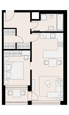 Pronájem bytu 2+kk, Praha - Hlubočepy, Vítové, 49 m2