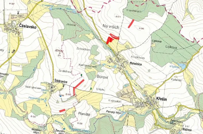 Prodej pole, Křešín, 24814 m2