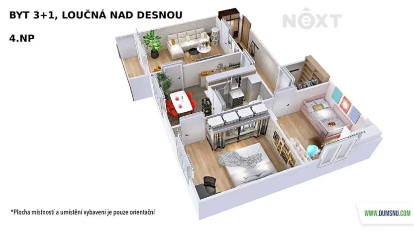 Prodej bytu 3+1, Loučná nad Desnou, 74 m2