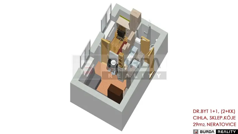 Pronájem bytu 2+kk, Neratovice, 28 m2