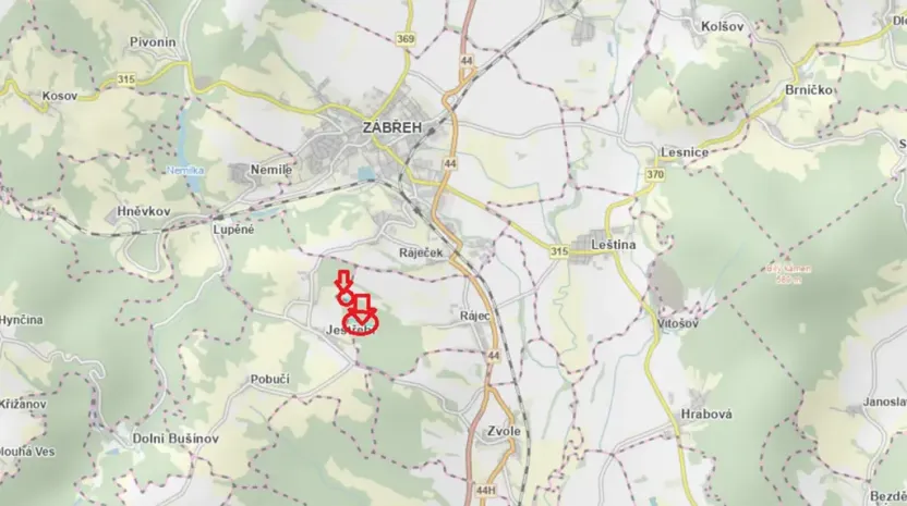 Prodej lesa, Rájec, 5476 m2