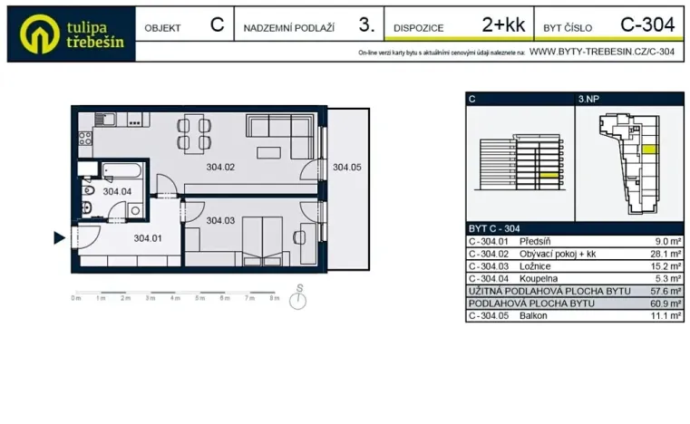 Pronájem bytu 2+kk, Praha - Strašnice, Zvěřinova, 61 m2