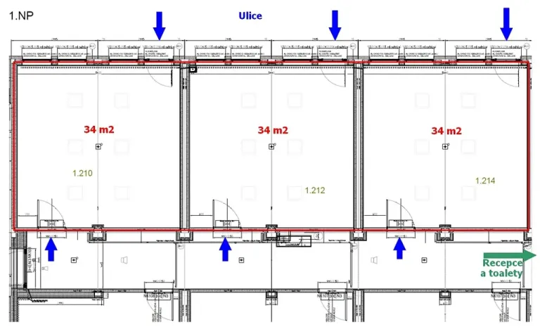 Pronájem kanceláře, Praha - Letňany, Beranových, 102 m2