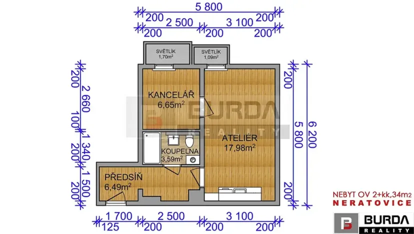 Pronájem bytu 2+kk, Neratovice, 35 m2