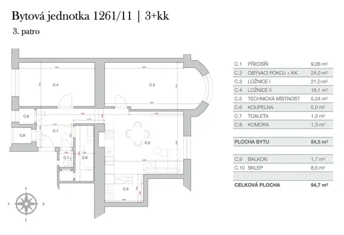 Prodej bytu 3+kk, Praha - Holešovice, Řezáčovo náměstí, 95 m2