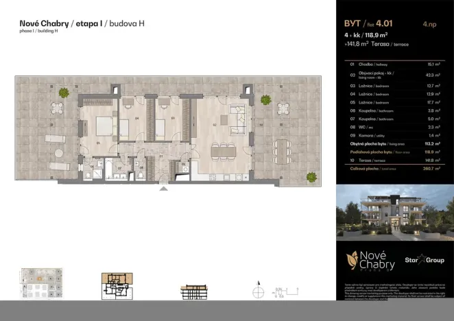 Prodej bytu 4+kk, Praha - Dolní Chabry, U jízdárny, 118 m2