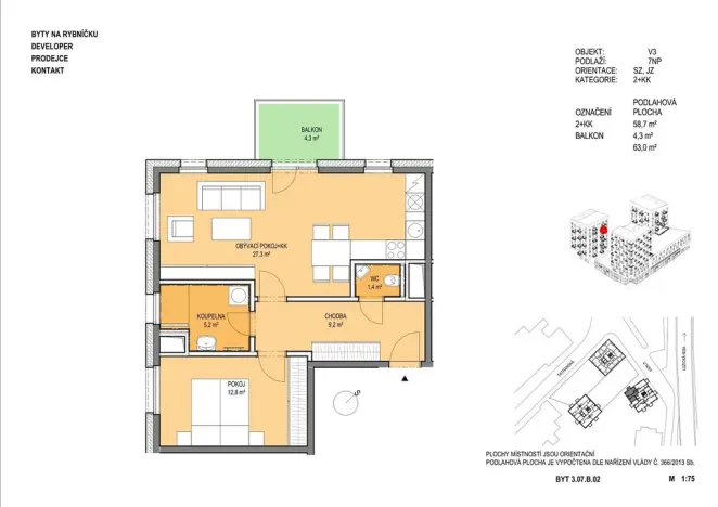 Pronájem bytu 2+kk, Liberec - Liberec III-Jeřáb, U Nisy, 59 m2