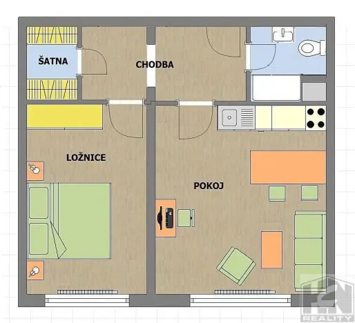 Pronájem bytu 1+1, Jablonec nad Nisou, Vysoká, 42 m2