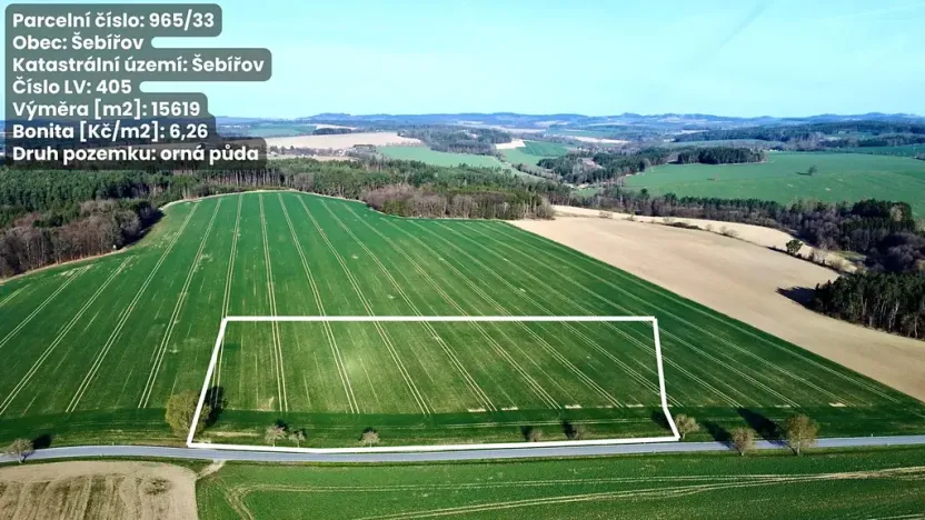 Prodej pole, Šebířov, 44451 m2