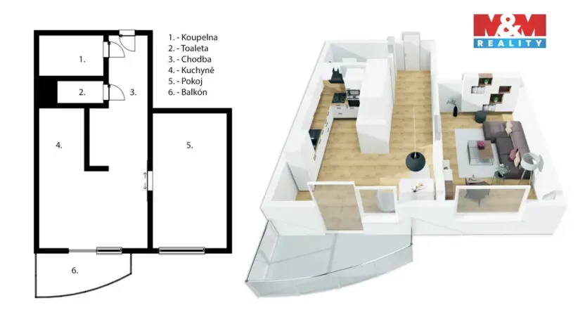 Pronájem bytu 1+1, Prostějov - Krasice, Krasická, 34 m2