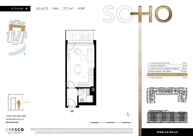 Prodej bytu 1+kk, Praha - Holešovice, Dělnická, 28 m2
