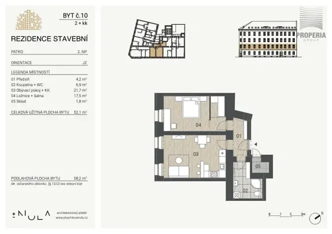 Pronájem bytu 2+kk, Brno, Stavební, 56 m2