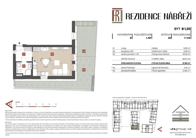Prodej bytu 1+kk, Brandýs nad Labem-Stará Boleslav - Stará Boleslav, Nábřeží, 37 m2