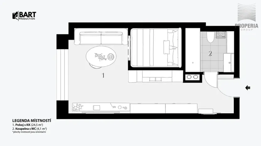 Prodej bytu 1+kk, Brno, Příkop, 31 m2