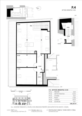 Pronájem bytu 3+kk, Písek, Gregorova, 106 m2