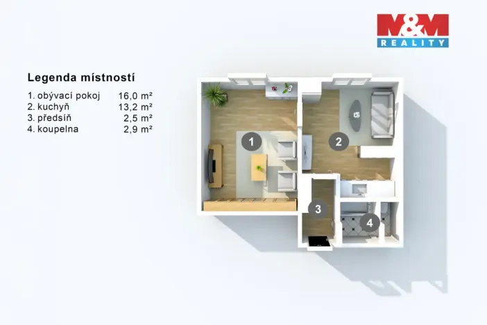Pronájem bytu 1+1, Ústí nad Labem - Mojžíř, Peškova, 32 m2