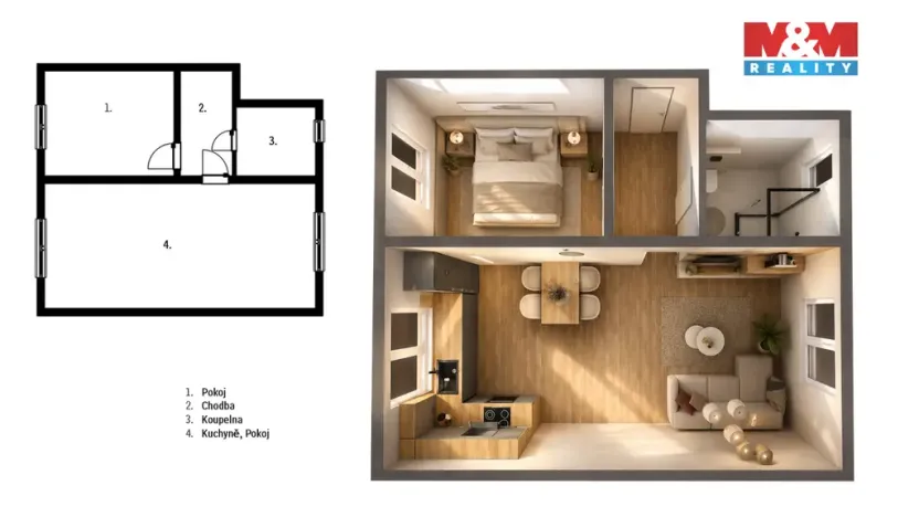 Prodej bytu 2+kk, Kožušany-Tážaly - Tážaly, 53 m2