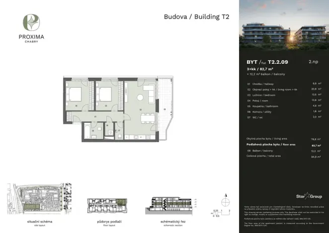 Prodej bytu 3+kk, Praha - Dolní Chabry, Před sokolovnou, 82 m2