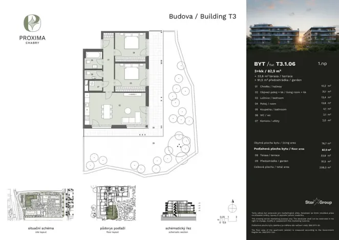 Prodej bytu 3+kk, Praha - Dolní Chabry, Před sokolovnou, 82 m2